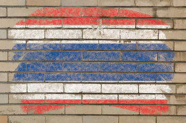 flag Thailand of on grunge brick wall painted with chalk