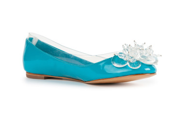 Elegant flat shoes isolated on white