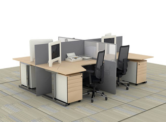interior of system office desks with partitions