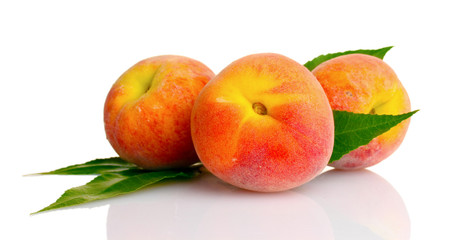 Naklejka na ściany i meble Fresh peaches isolated on white