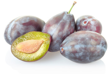 Plums isolated on white, clipping path included