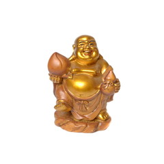 Statuette of a smiling golden Buddha