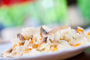 rice with vegetables and mushrooms