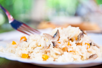 rice with vegetables and mushrooms
