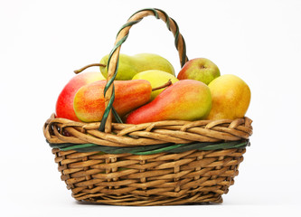 Fresh pears in a basket