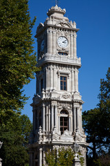 Fototapeta na wymiar Clock tower in dolmabahce palace in istanbul