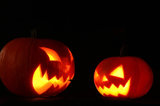 Halloween pumpkins on black