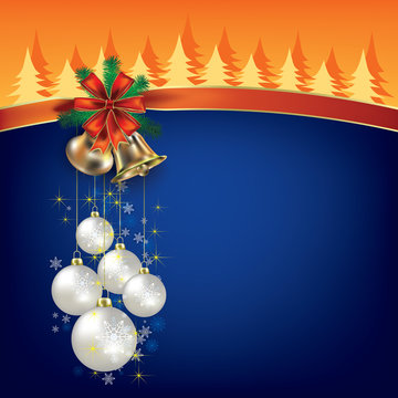 Christmas greeting with pearl balls