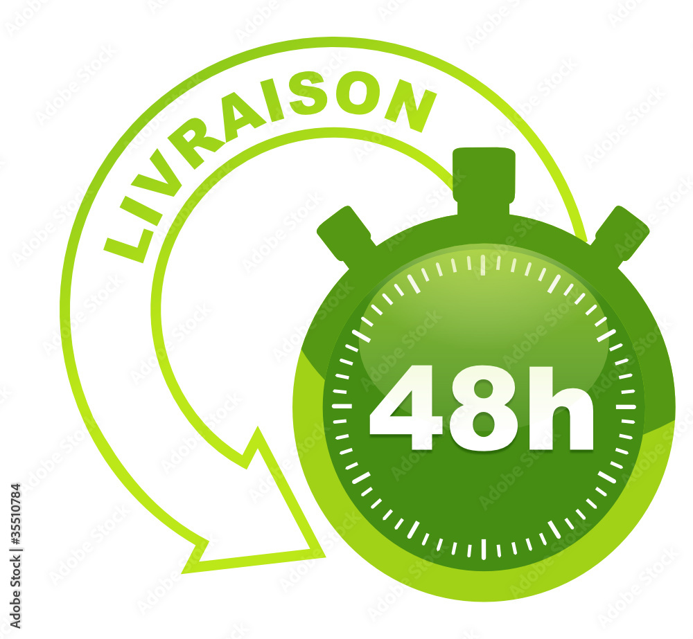 Poster livraison 48 h sur symbole validé vert