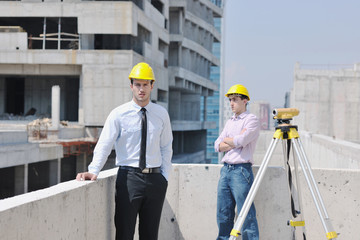 Team of architects on construciton site