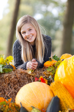 cute autumn girl smiling