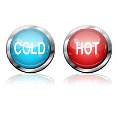 Set botones futuristas texto COLD HOT