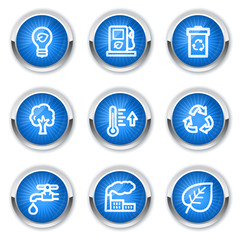 Ecology web icons set 1, blue buttons