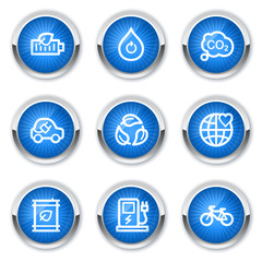 Ecology web icons set 4, blue buttons