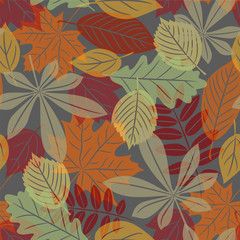 Seamless with autumn leaves