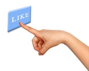 Girl pressing like button