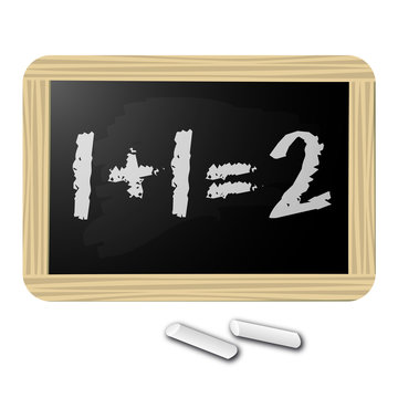 1+1=2 Ardoise blackboard