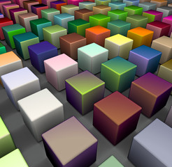 Fototapeta premium 3d render of beveled cubes in multiple bright colors