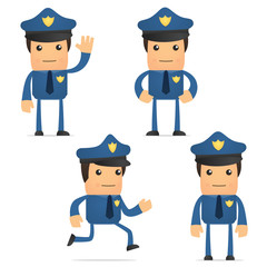 set of funny cartoon policeman