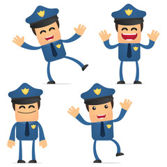 set of funny cartoon policeman