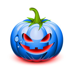 Halloween blue pumpkin face