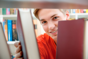 Young student in a library