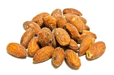 group of almonds  isolated