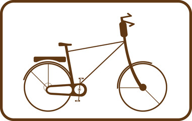 Silhouette brown bike on white background in frame