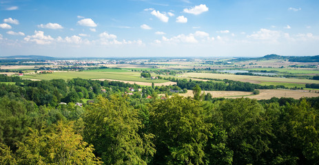 Naklejka premium Panorama with forest and open fields