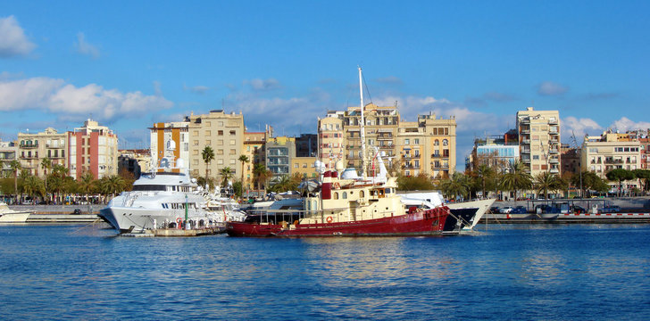port of barcelona and quay, spain, catalonia