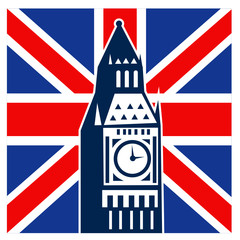 Naklejka na ściany i meble Londyn Big Ben Brytyjska flaga Union Jack