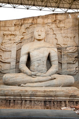 ancient buddha sculpture, polonnaruwa, sri lanka
