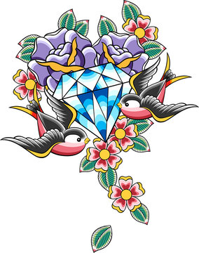 sparrow diamond tattoo