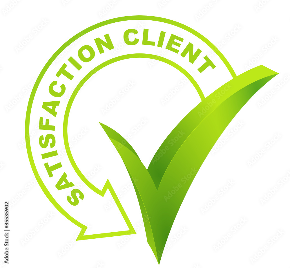 Poster satisfaction client sur symbole validé vert