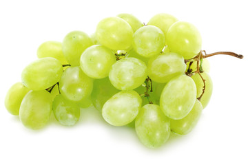 Green grapes on a white background