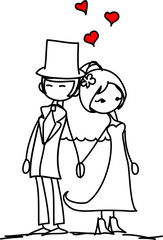 Свадебная фотография, жених и невеста в любви, вектор