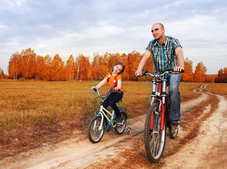 Obraz premium family on bike
