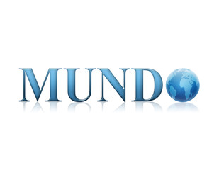 Texto MUNDO con planeta tierra 3d © teracreonte