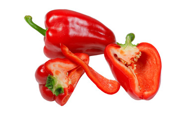 Red fresh paprika on a white background
