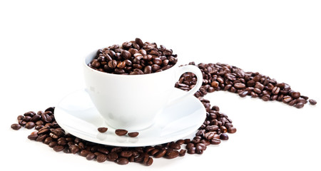 Cup full of coffee beans