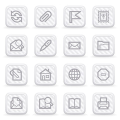 E-mail web icons on gray buttons.