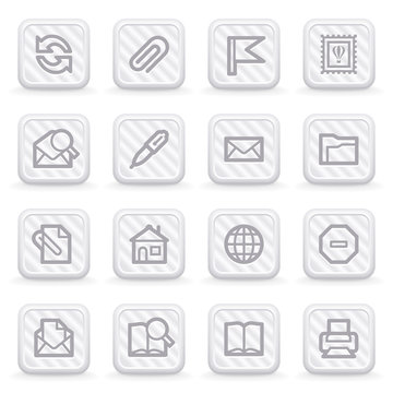 E-mail web icons on gray buttons.