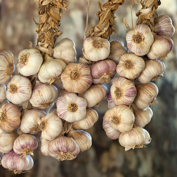 Au march&eacute; : tresses d'ail