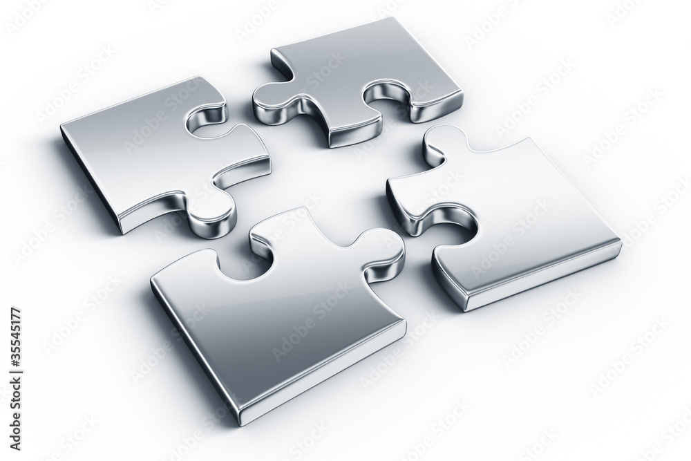 Wall mural metal puzzle pieces