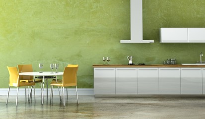 Wohndesign - Wohnküche grün