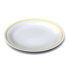 Empty white plate with golden line 3d