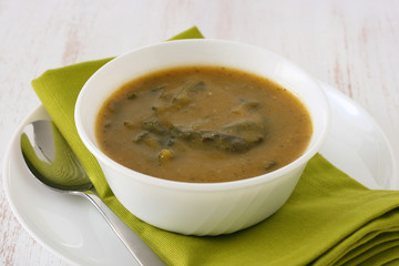 spinach soup in a bowl