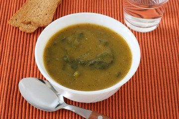 spinach soup in a bowl