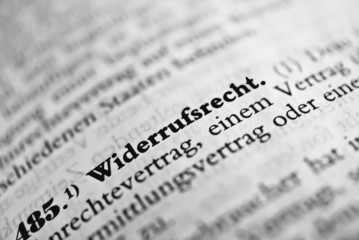 Widerrufsrecht - schwarzweiß Text