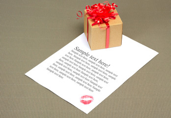 Gift and letter with kiss